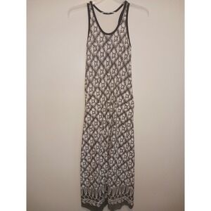 Athleta Boho grey white cotton Long Tank Maxi Dress Small